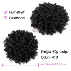 Kinky Curly Afro Puff Ponytail Hair Extension 1B 2