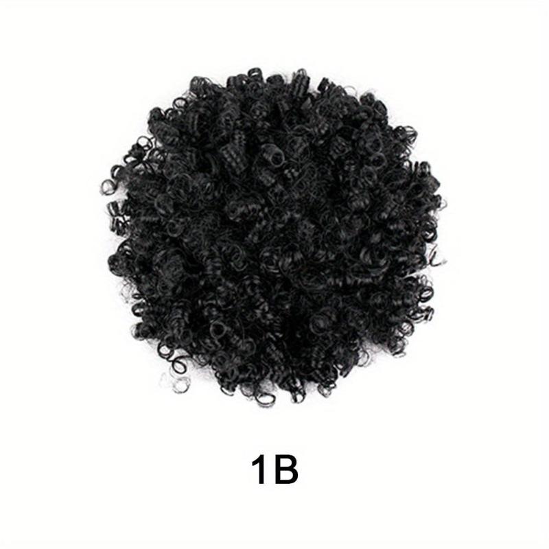 Kinky Curly Afro Puff Ponytail Hair Extension 1B 2