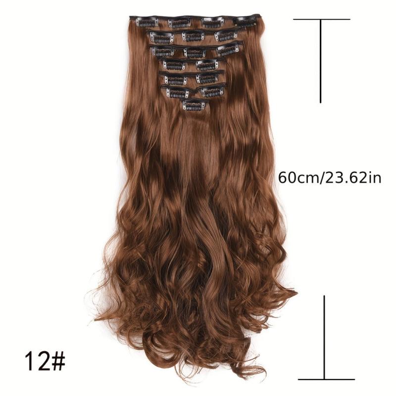 7pcs Long Curly Wavy Clip In Hair Extensions Synthetic Natural Daily Use