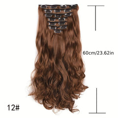 7pcs Long Curly Wavy Clip In Hair Extensions Synthetic Natural Daily Use