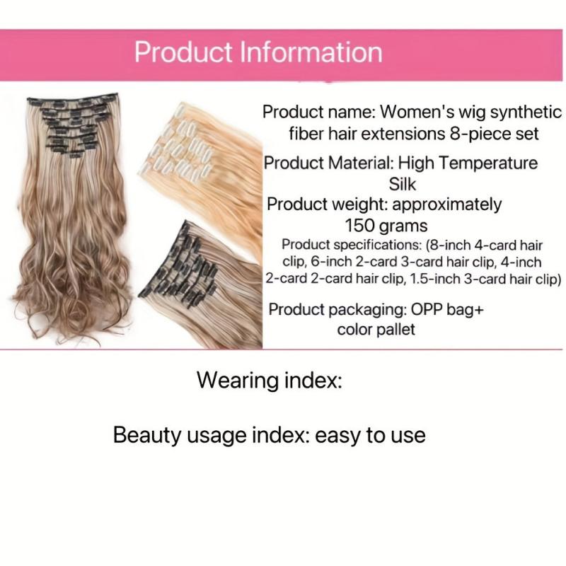7pcs Long Curly Wavy Clip In Hair Extensions Synthetic Natural Daily Use
