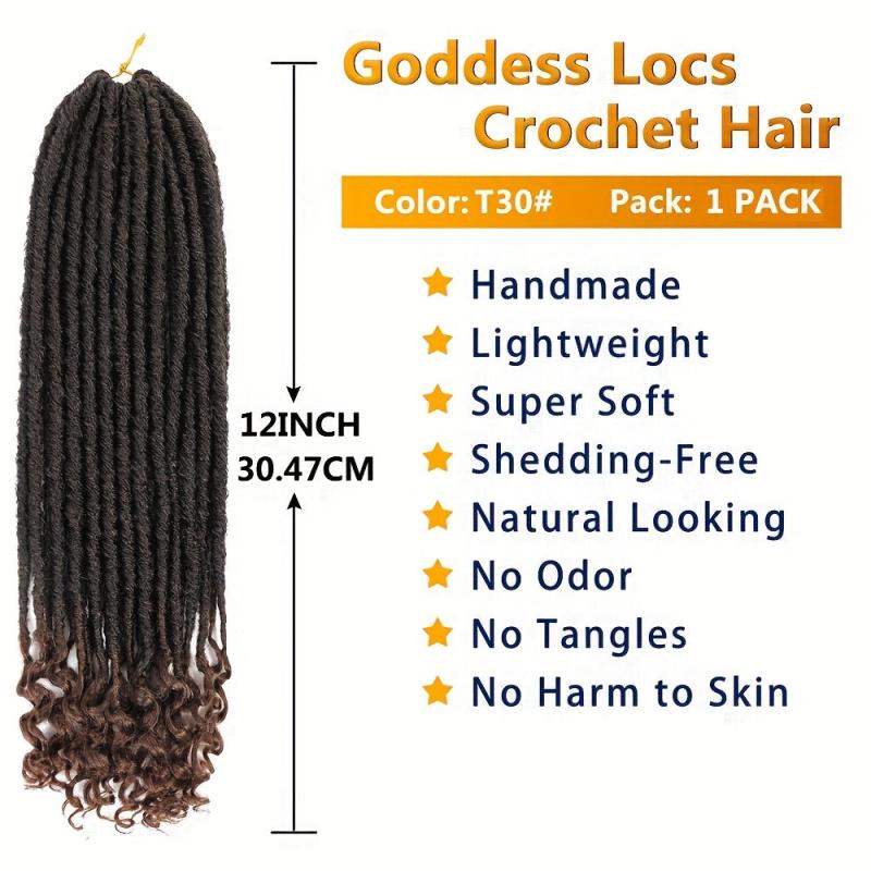 12 Strands Goddess Locs Crochet Hair 30-48 Cm Dreadlock Faux Locs