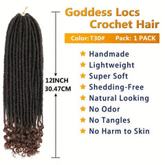 12 Strands Goddess Locs Crochet Hair 30-48 Cm Dreadlock Faux Locs