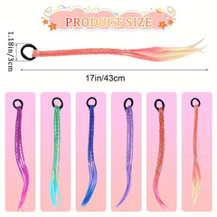 6pcs Colorful Braided Hair Pieces Ponytail Headbands Hair Accessories