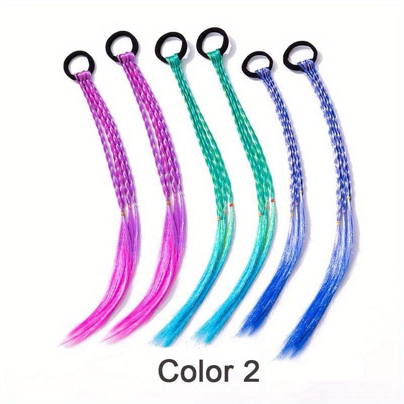 6pcs Colorful Braided Hair Pieces Ponytail Headbands Hair Accessories