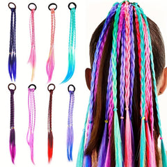 6pcs Colorful Braided Hair Pieces Ponytail Headbands Hair Accessories