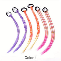 6pcs Colorful Braided Hair Pieces Ponytail Headbands Hair Accessories