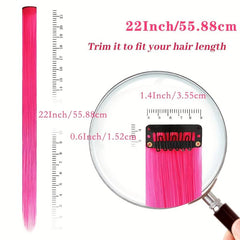20pcs Colorful Long Straight Hair Extensions for Party Cosplay
