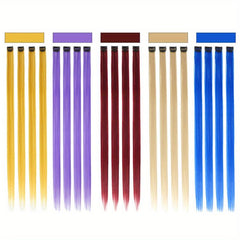 20pcs Colorful Long Straight Hair Extensions for Party Cosplay