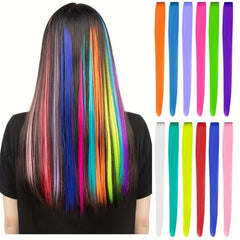 20pcs Colorful Long Straight Hair Extensions for Party Cosplay