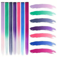 20pcs Colorful Long Straight Hair Extensions for Party Cosplay
