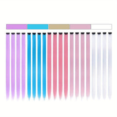 20pcs Colorful Long Straight Hair Extensions for Party Cosplay