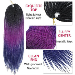 60 96 Cm Senegal Twist Crochet Hair Extensions 30 Strands Gradient Braid Hair