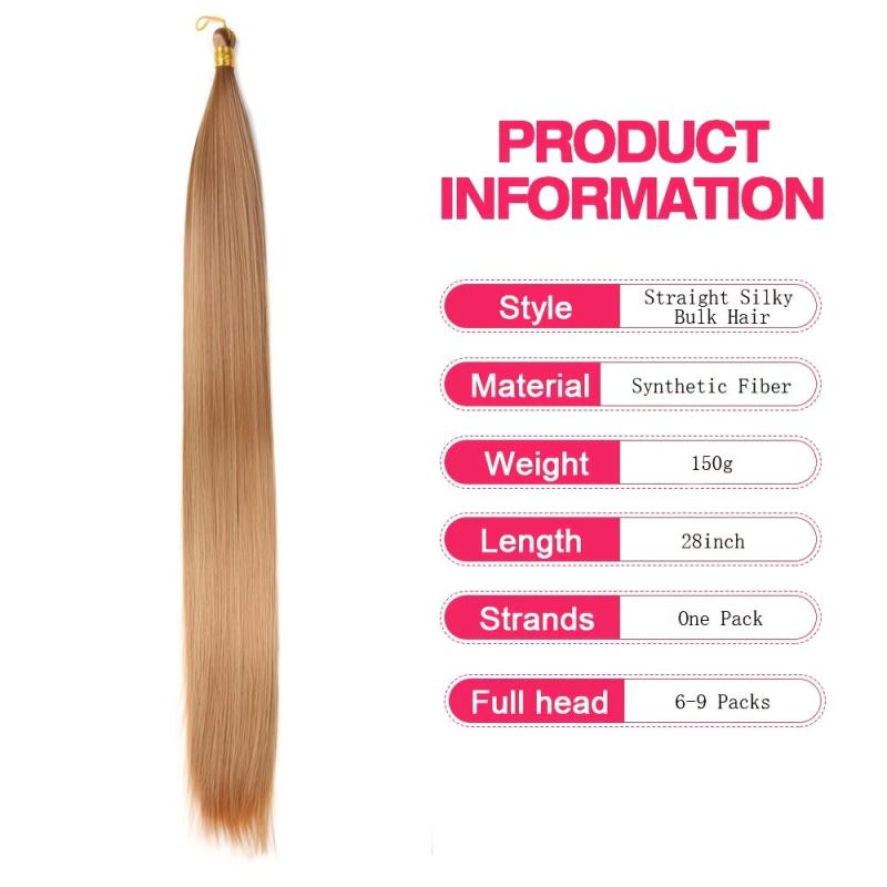 12 cm Long Straight Hair Bulk Hair Extensions Synthetic Wig 1B