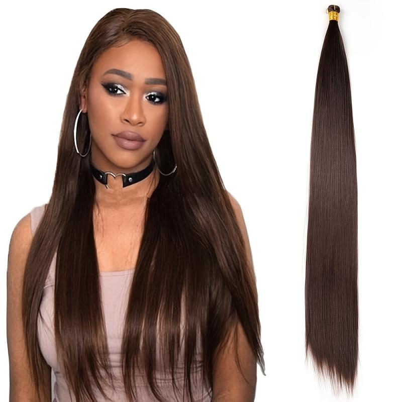 12 cm Long Straight Hair Bulk Hair Extensions Synthetic Wig 1B