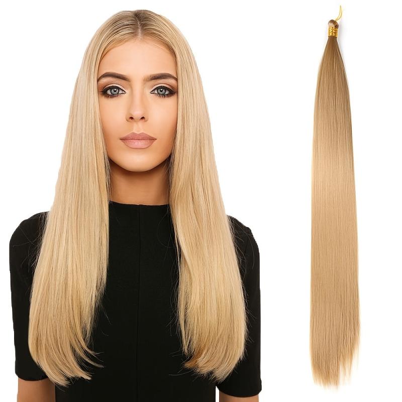 12 cm Long Straight Hair Bulk Hair Extensions Synthetic Wig 1B