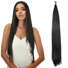 12 cm Long Straight Hair Bulk Hair Extensions Synthetic Wig 1B