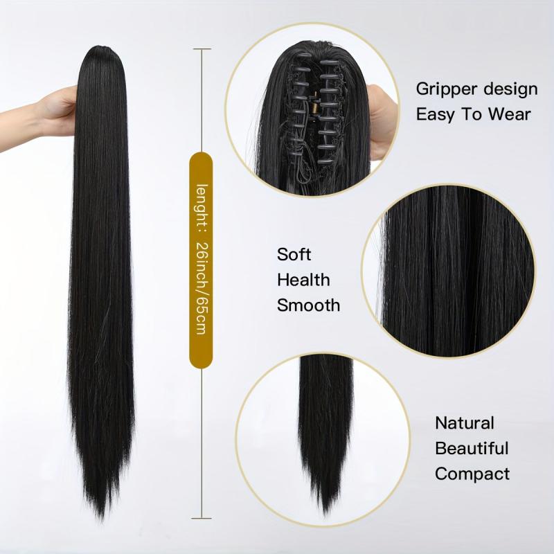 Long Straight Ponytail Extensions Synthetic Clip In Hair Extensions