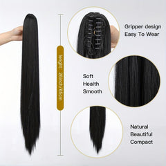 Long Straight Ponytail Extensions Synthetic Clip In Hair Extensions