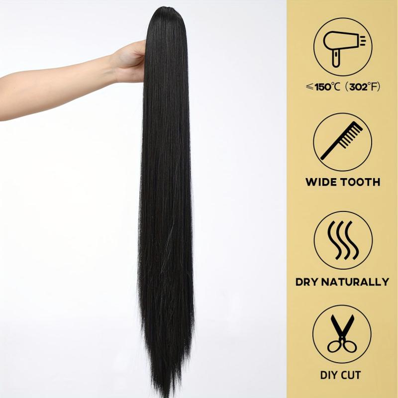 Long Straight Ponytail Extensions Synthetic Clip In Hair Extensions