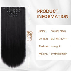 5pcs 50 Clip In Hair Extensions For Women Long Straight Synthetic Fiber Hair