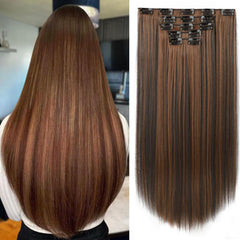 5pcs 50 Clip In Hair Extensions For Women Long Straight Synthetic Fiber Hair