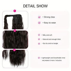 Long Wavy Ponytail Extensions Synthetic Clip In Hair Extensions