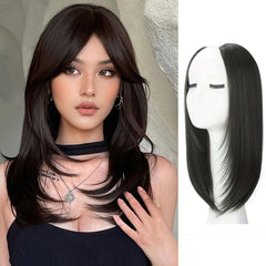 Synthetic Short Straight Hair Extension 4 Clips In Invisible Hair Extensions