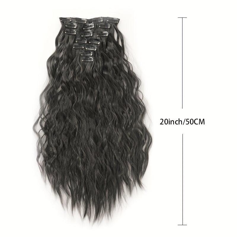 Long Wavy Hair Pieces Synthetic Clip In Extensions For Daily Use
