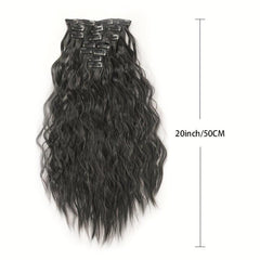 Long Wavy Hair Pieces Synthetic Clip In Extensions For Daily Use