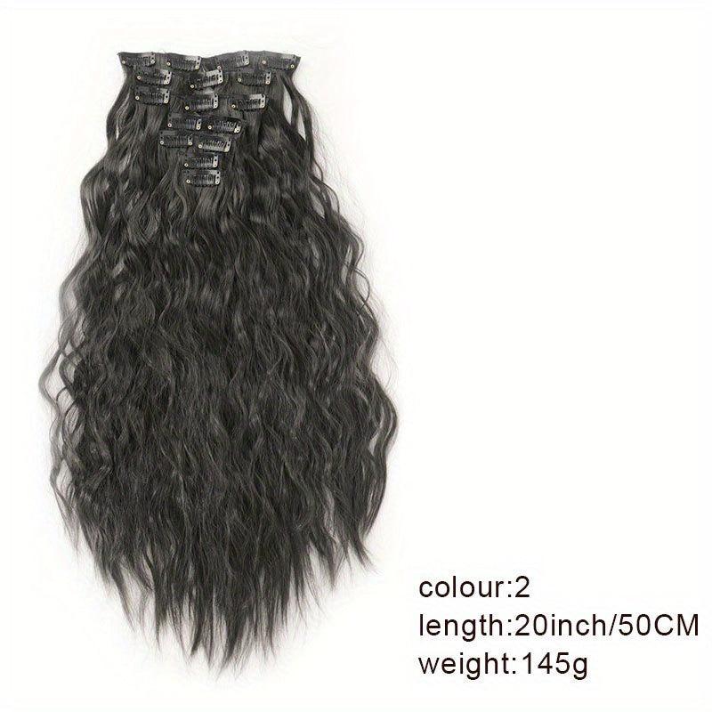 Long Wavy Hair Pieces Synthetic Clip In Extensions For Daily Use