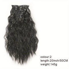 Long Wavy Hair Pieces Synthetic Clip In Extensions For Daily Use