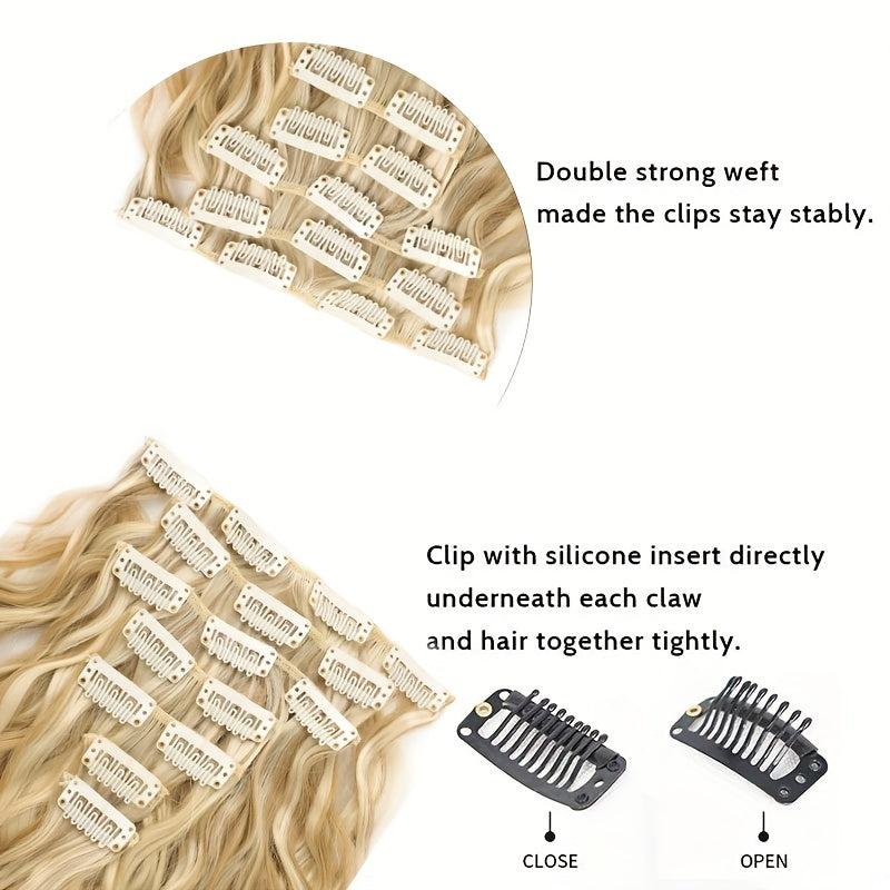 Long Wavy Hair Pieces Synthetic Clip In Extensions For Daily Use