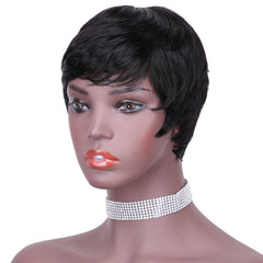 Short Pixie Human Hair Wigs Finger Wave Wig 100 Human Hair