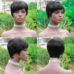 Short Pixie Human Hair Wigs Finger Wave Wig 100 Human Hair