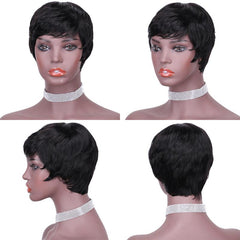 Short Pixie Human Hair Wigs Finger Wave Wig 100 Human Hair