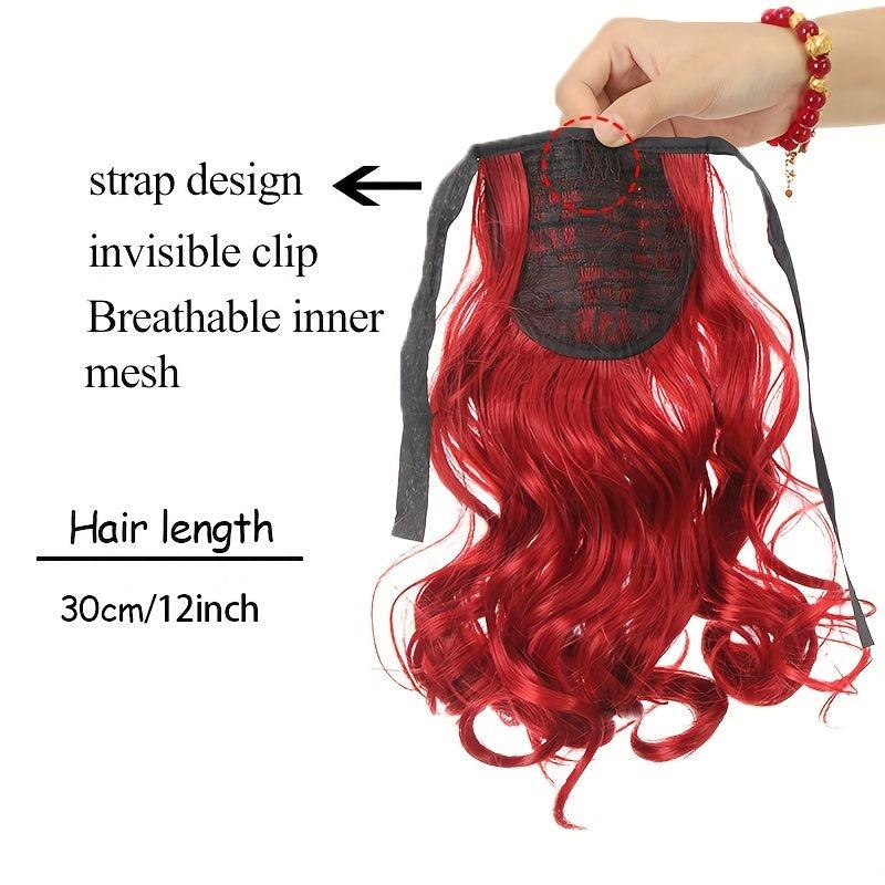 Short Curly Wavy Ponytail Extensions with Ribbon Tie - Synthetic Hair Extensions