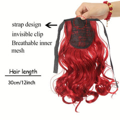 Short Curly Wavy Ponytail Extensions with Ribbon Tie - Synthetic Hair Extensions