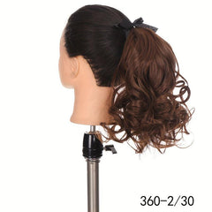 Short Curly Wavy Ponytail Extensions with Ribbon Tie - Synthetic Hair Extensions