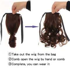Short Curly Wavy Ponytail Extensions with Ribbon Tie - Synthetic Hair Extensions