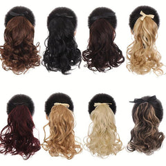 Short Curly Wavy Ponytail Extensions with Ribbon Tie - Synthetic Hair Extensions