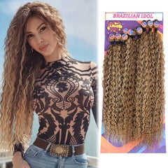 9 PCS Afro Curls Hair Bundles Set Soft Water Wave Hair Weft Weaving