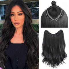 Invisible Half Wig Curly Hairpiece for Women Brown