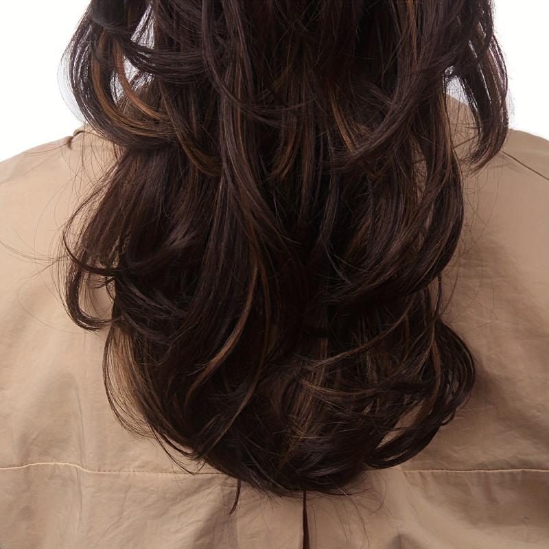 Highline Brown Red Ponytail Extension Curly Synthetic Hairpiece