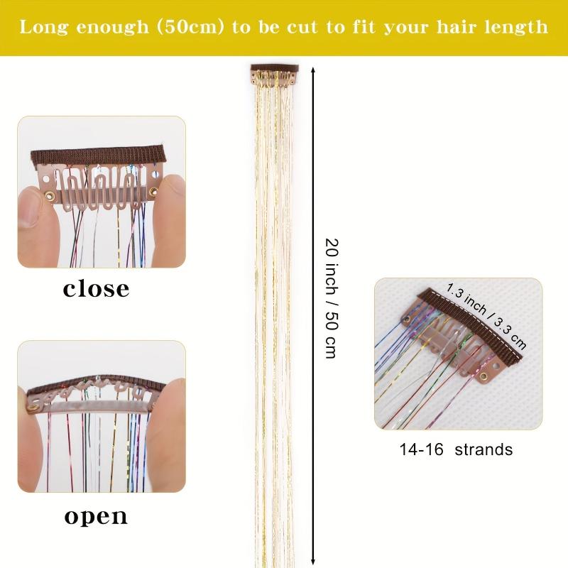 12pcs Clip In Hair Tinsel Kit 50 8 Cm Heat Resistant Fairy Hair Tinsel Kit