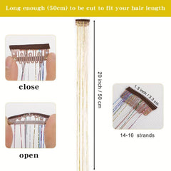 12pcs Clip In Hair Tinsel Kit 50 8 Cm Heat Resistant Fairy Hair Tinsel Kit