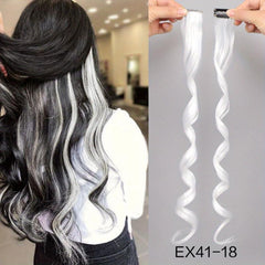 Wavy Clip On Hair Extension Rainbow Highlighted Curly One Clip