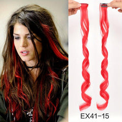 Wavy Clip On Hair Extension Rainbow Highlighted Curly One Clip