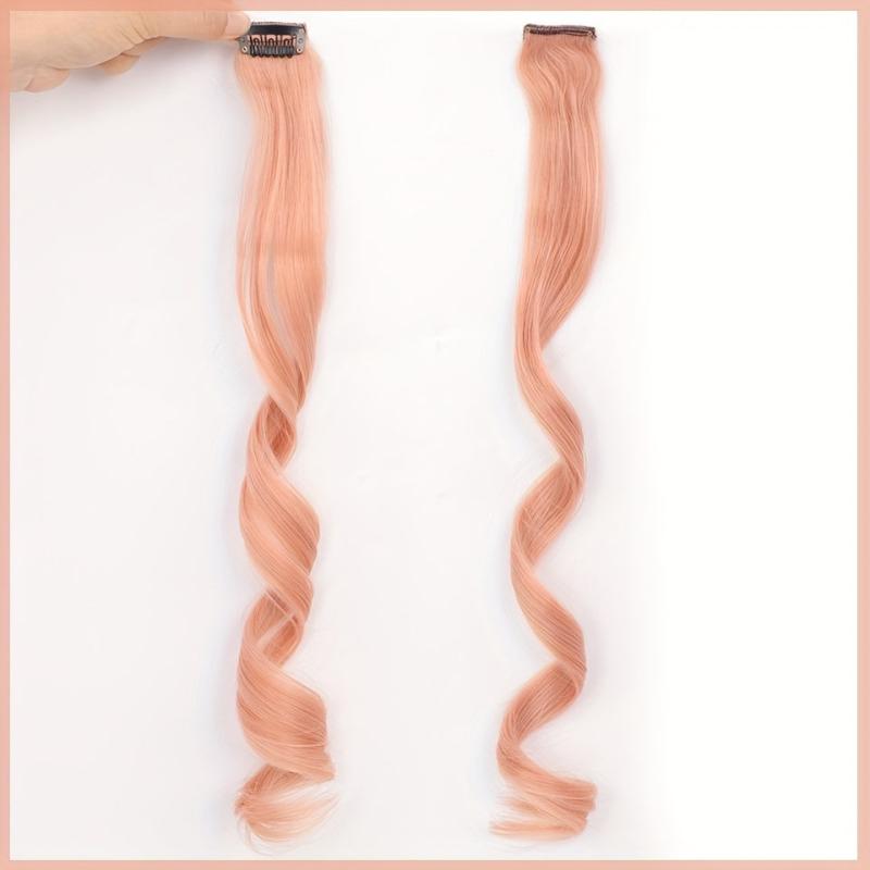 Wavy Clip On Hair Extension Rainbow Highlighted Curly One Clip