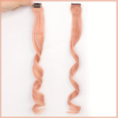 Wavy Clip On Hair Extension Rainbow Highlighted Curly One Clip